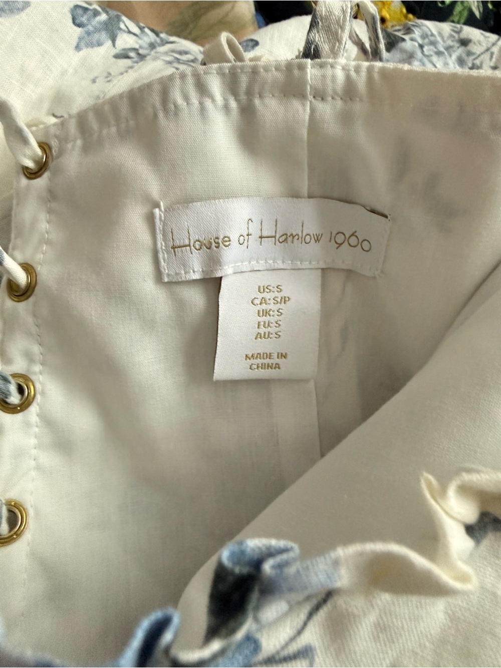 House of Harlow 1960 - Floral Tiered Corset Sundress - White/Blue - Size S - Picture 5 of 5